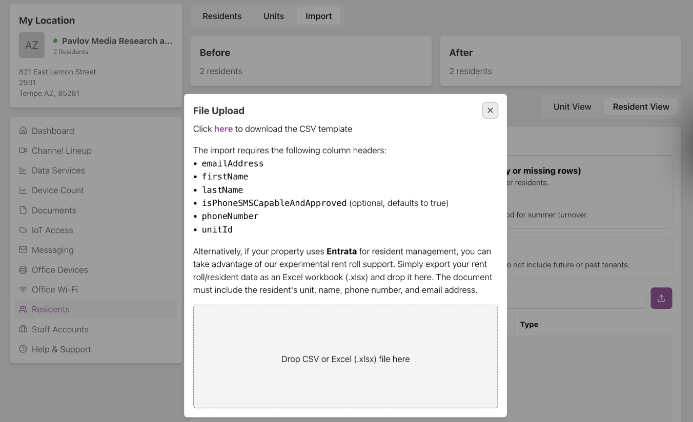 File Upload modal