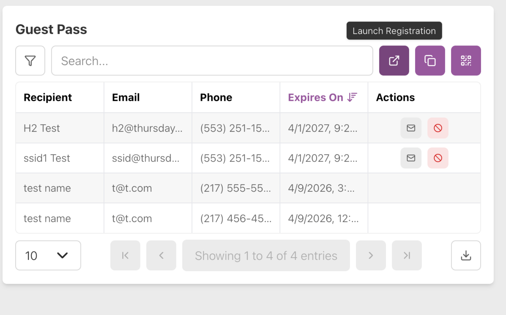 Launch Registration button