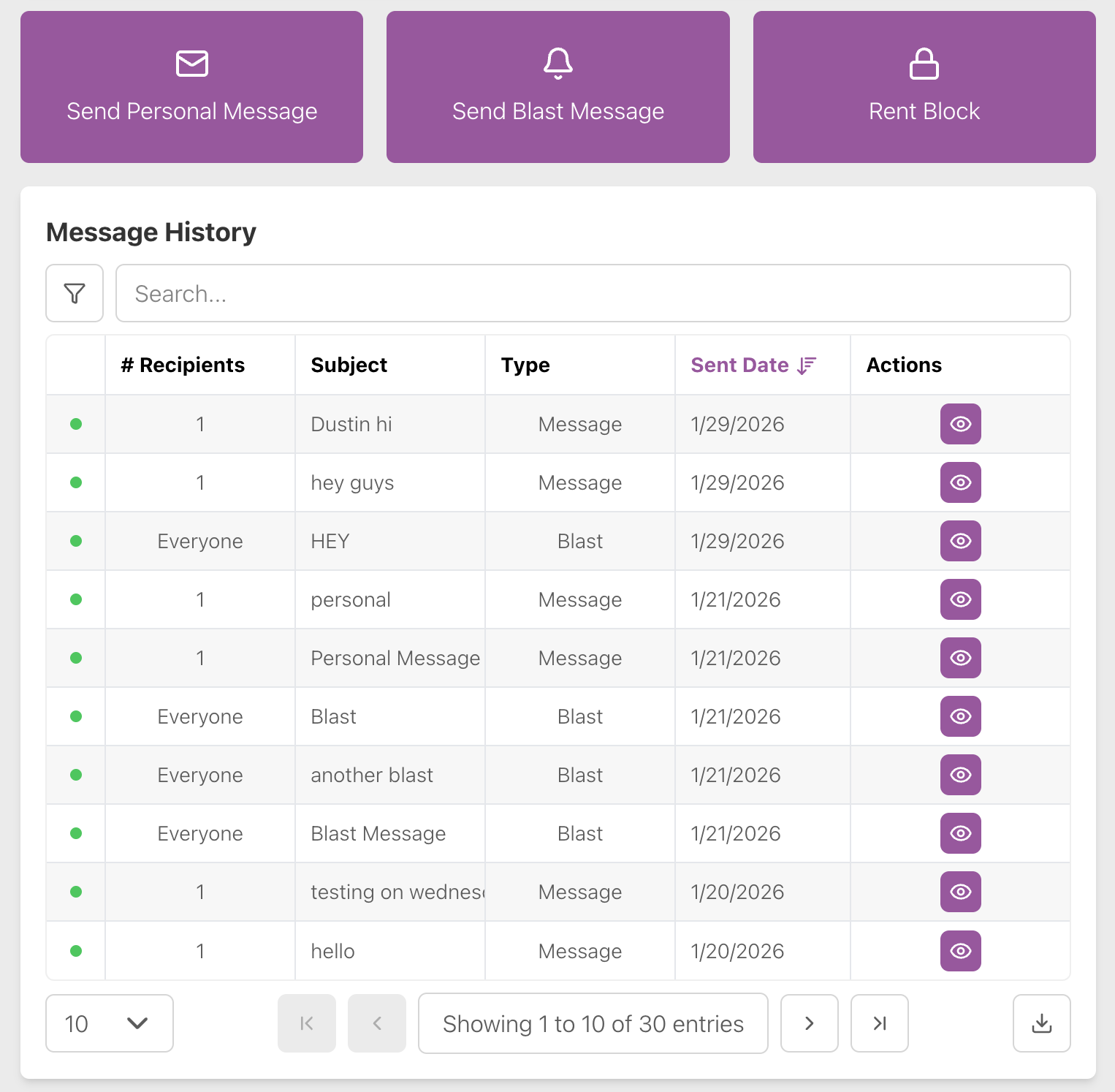 My Properties Message History