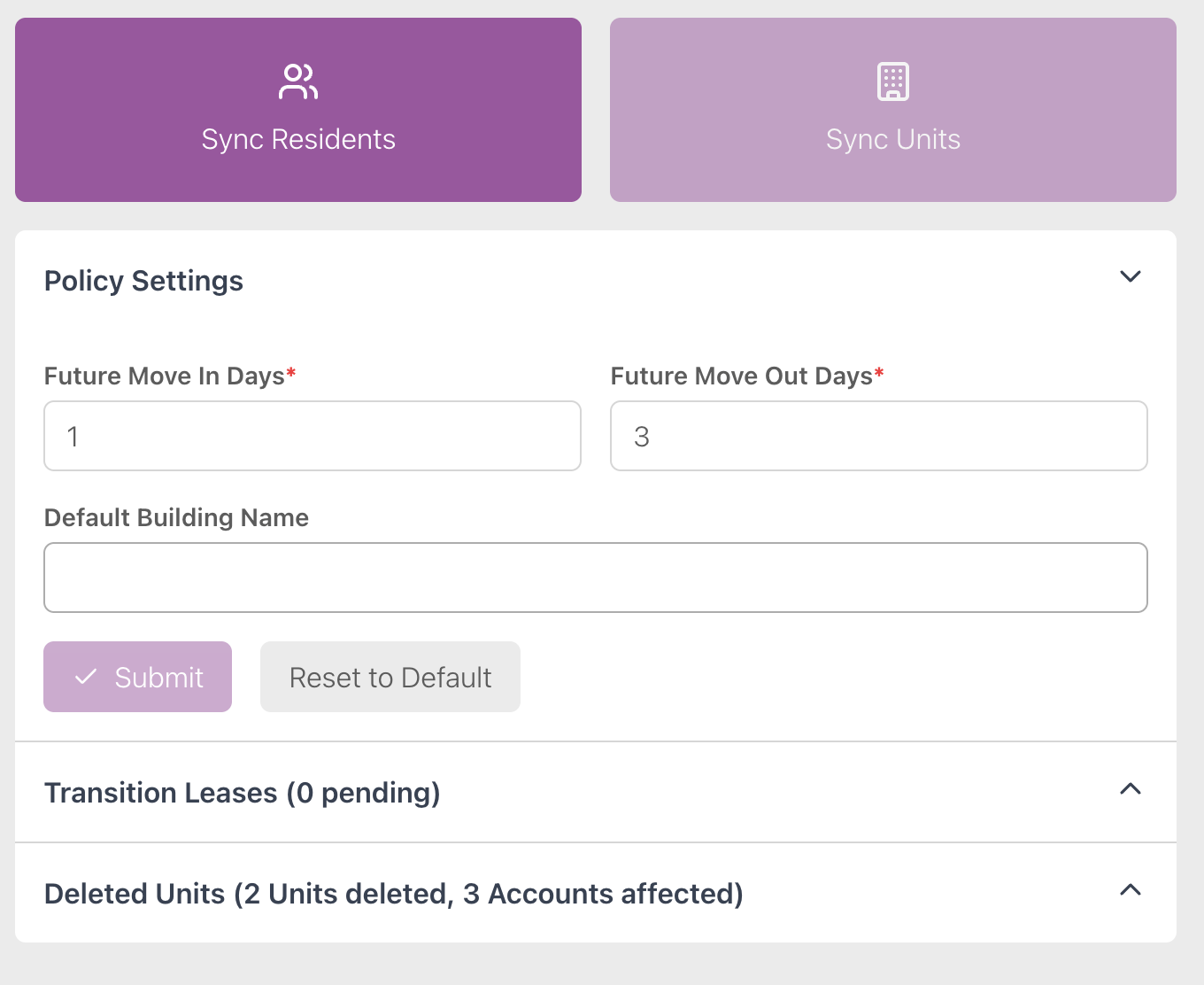 Policy Settings UI