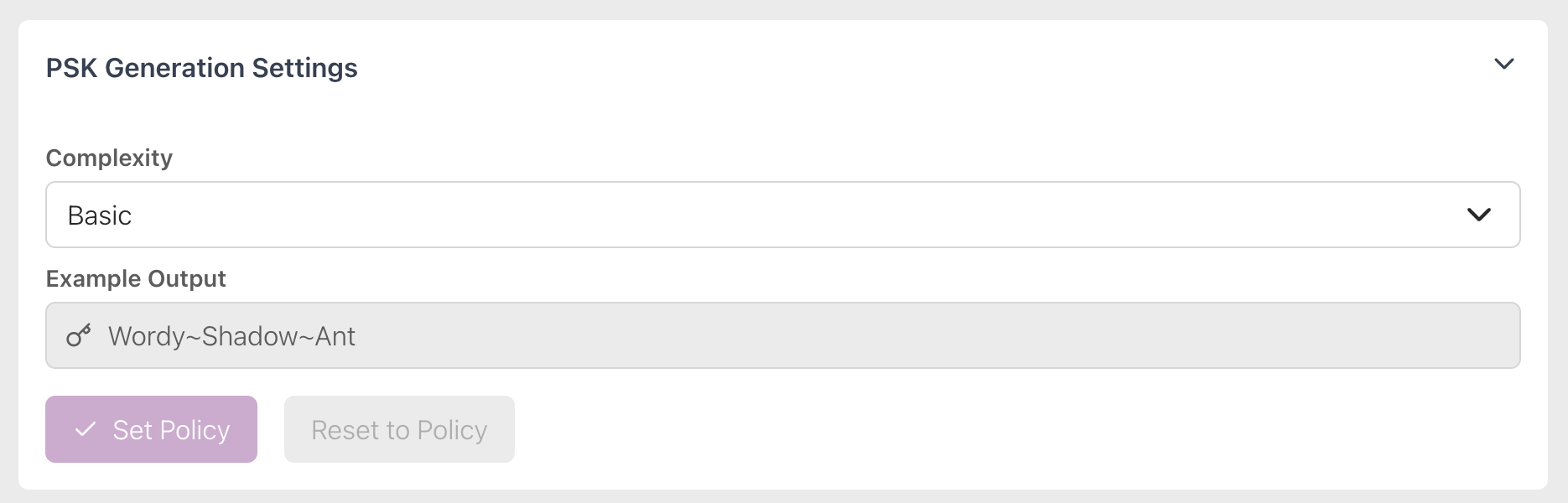PSK Generation Settings
